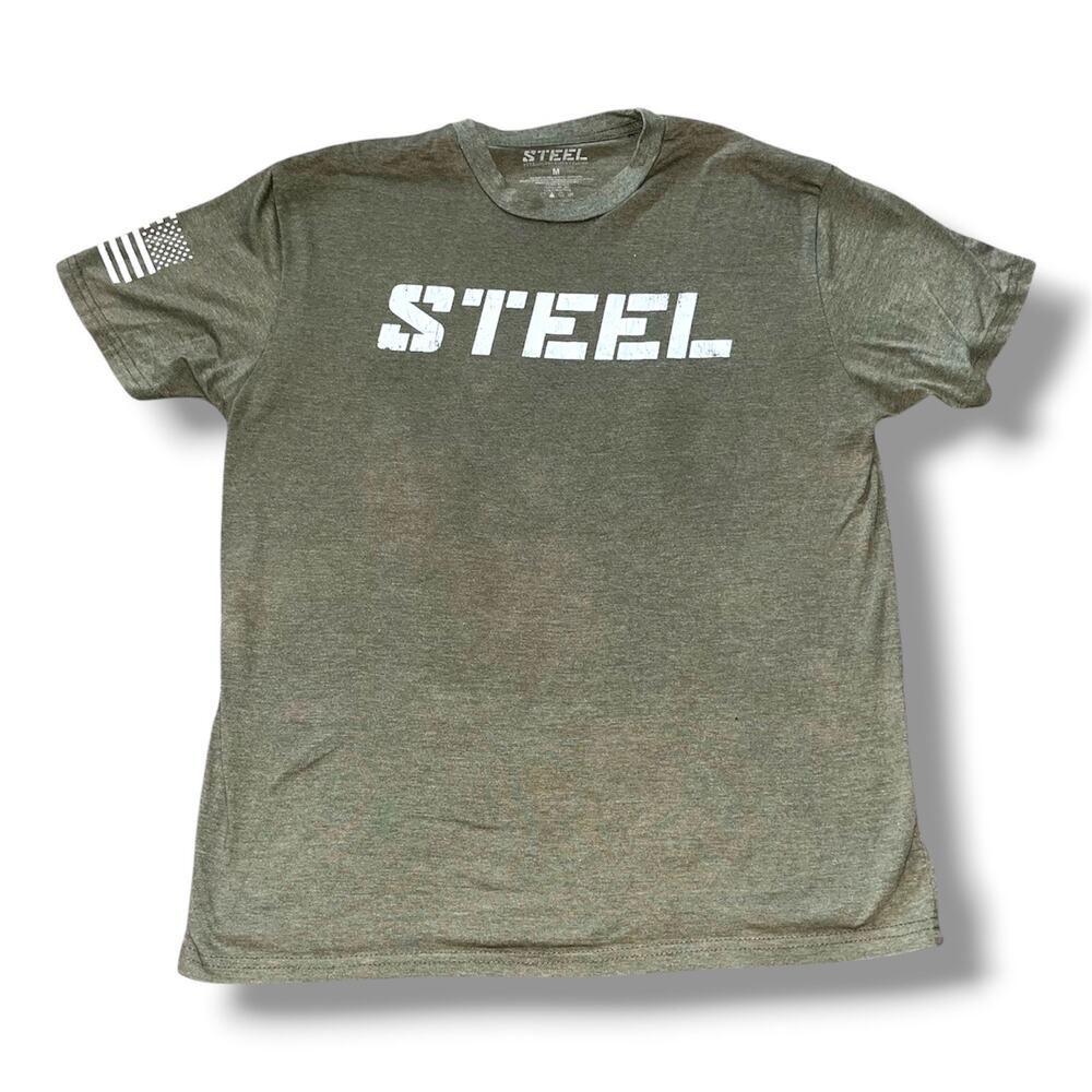Steel Supplements Men's Graphic Tee – Military Green Heather (Size Medium)